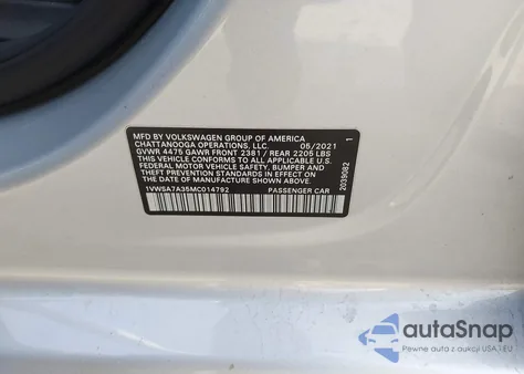 2021 Volkswagen Passat 2.0T Se from USA, damaged, VIN 1VWSA7A35MC014792